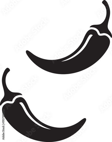 Isolated vector illustration of a hot red chili pepper icon resembling a curved banana or hook symbol on a white background