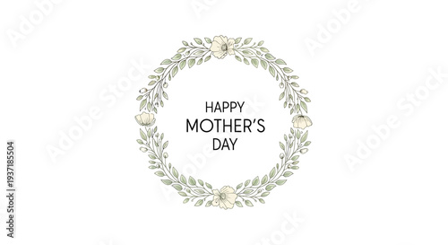 Happy Mothers Day Wreath with Flowers.