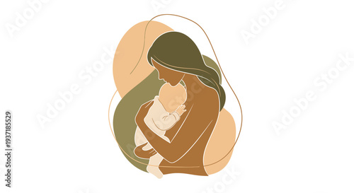 Woman Sitting with Head Down Illustration.