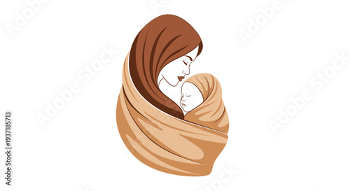 Mother Holding Baby in Slings.
