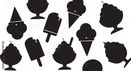 A creative collection of vector tree silhouettes integrated into a set of human profile icons and fashion hair style illustrations for modern avatar design art