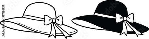 Two black and white hats with bows