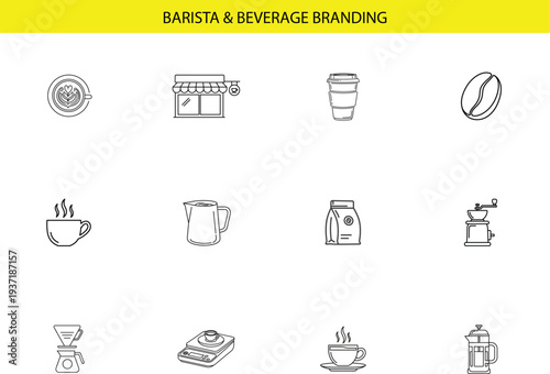 Set of 10 barista and beverage icons vector