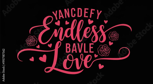 Pink calligraphy love design on black