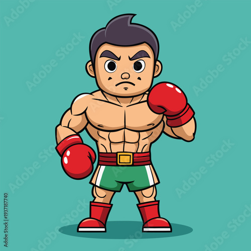 Cartoon boxer in fighting stance