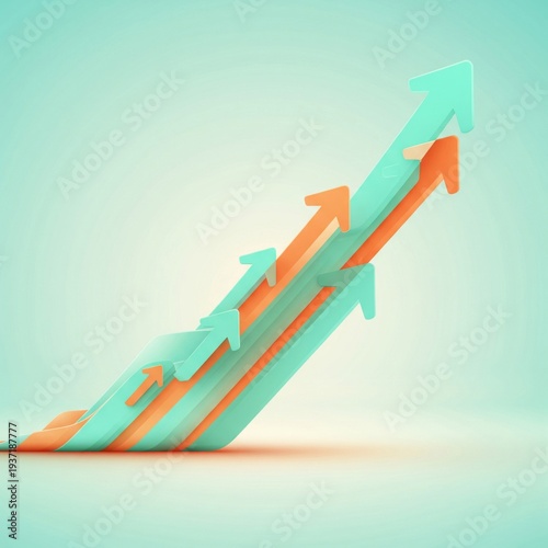 Upward Arrows Teal Orange Growth Business Success Stock Chart Arrow
