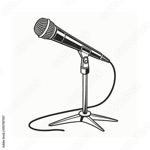 Vector illustration of a microphone on a stand