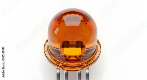 Foto Close-up of an orange light emitting diode with metallic leads on a white backgr