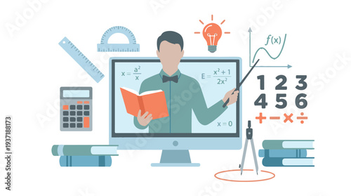 Online Mathematics Education Concept with Teacher and Various Learning Tools