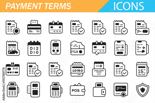 Professional Payment Processing Line Icons for Web and Mobile Apps