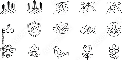 Earth day eco friendly icons for sustainable living and environmental conservation
