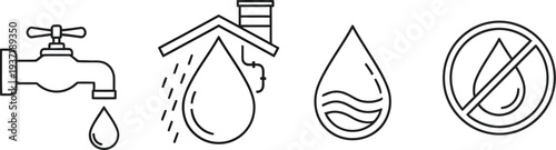 Earth day conservation icons water saving and pollution prevention