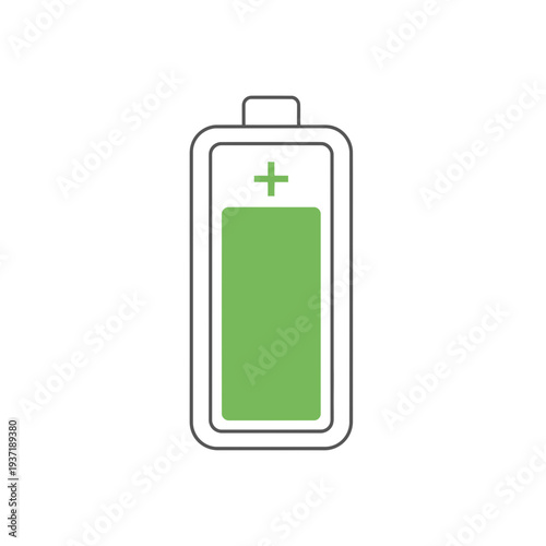 Full Battery Icon with Green Charge Level and Plus Sign
