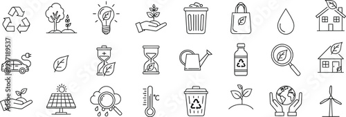 Earth day icons illustrating environmental conservation and sustainability