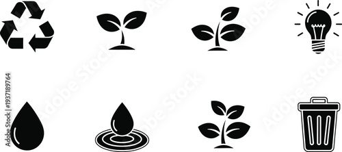 Earth day icons promoting eco friendly living and sustainability