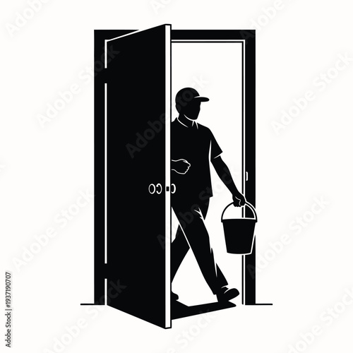 April fools day delivery silhouette prankster with basket