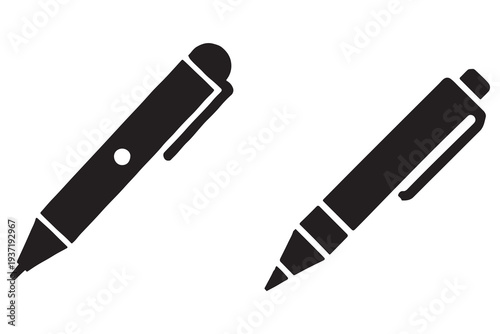 Pen silhouette icon set writing tool black illustration collection
