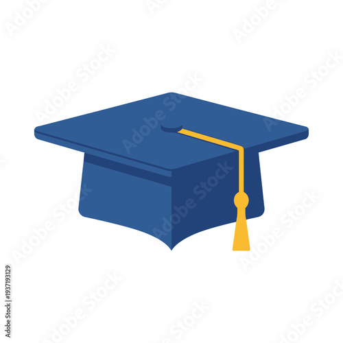 Vibrant blue graduation cap with a contrasting yellow tassel, celebrating academic achievement and higher education milestones