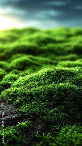 Vibrant green hills under a soft morning light