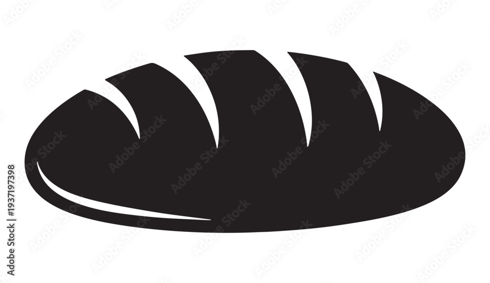 Αυτοκόλλητο Simple black and white illustration of a loaf of bread with cut sections