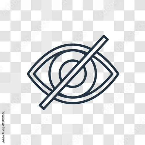 Clean Outline Invisible Eye Icon on Transparent Background, Representing Hidden Status or Restricted Visibility