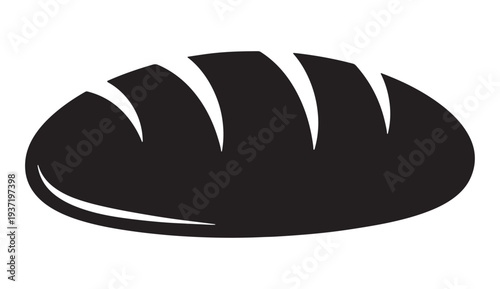 Foto Simple black and white illustration of a loaf of bread with cut sections