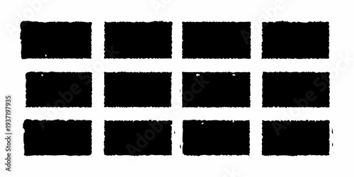 A grid of obscured rectangular black shapes on a white background