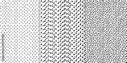 Abstract black and white pattern resembling distorted static or rainfall