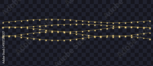 Radiant golden electric lights suspended horizontally creating a festive and bright decorative element