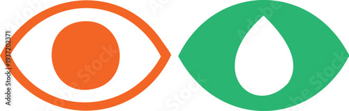 Orange eye with green leaf and water droplet