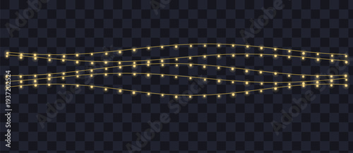 Shining golden bulbs strung across multiple wavy wires create a beautiful illuminated decor