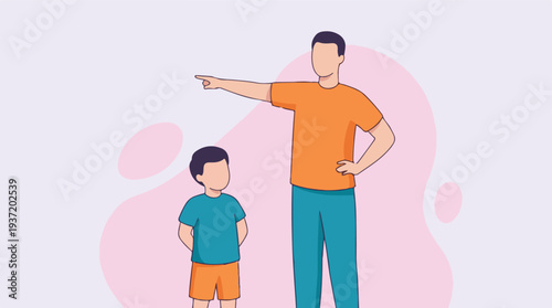 Adult pointing finger to a child, offering guidance or instruction
