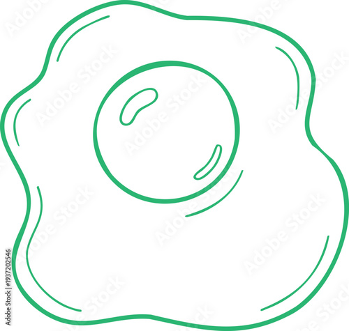 Green outline of a fried egg with a yolk and white