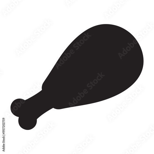 black silhouette of a chicken leg drumstick on a white background