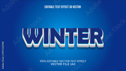 "WINTER" EDITABLE TEXT EFFECT 3D VECTOR FOR ALL YOUR NEEDS