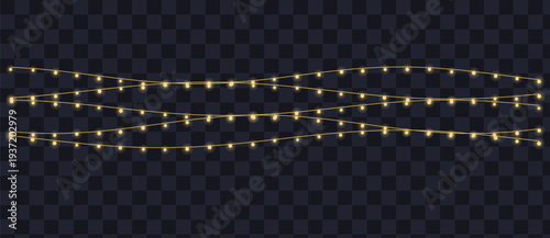 Three bright golden strands of festive string lights provide a warm glow for any celebration