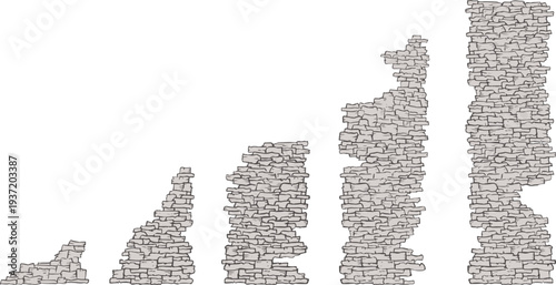 Old broken medieval stone columns design