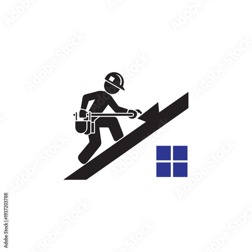 Roofer Construction Worker Icon
