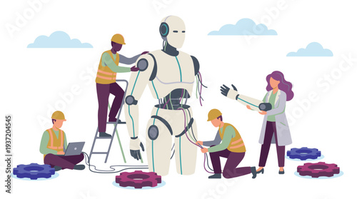 Engineers and scientists collaborate on developing a humanoid robot