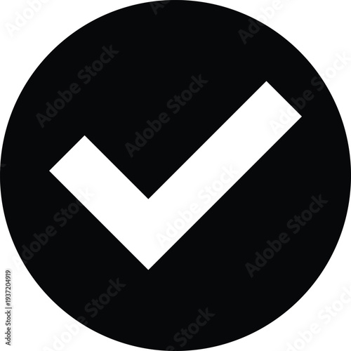 Minimalist Flat Tick Symbol Illustration for Modern User Interface Design. modern mobile app interfaces, business checklists, quality assurance branding, and website navigation.