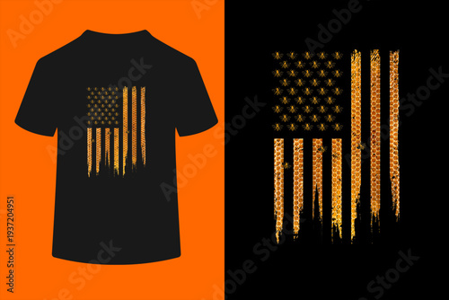 Beekeeping American Flag Honeycomb Honey Bees Beekeeper T-Shirt
