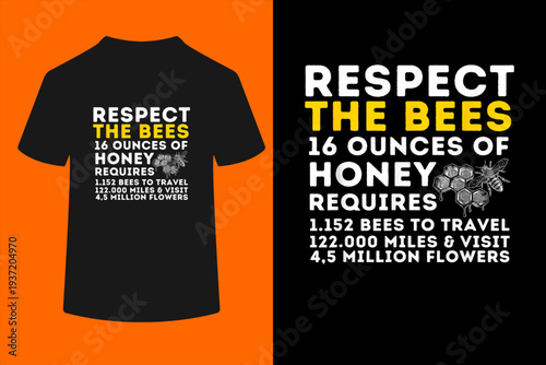 Respect The Bees - Bee Lover Beekeeping & Beekeeper T-Shirt
