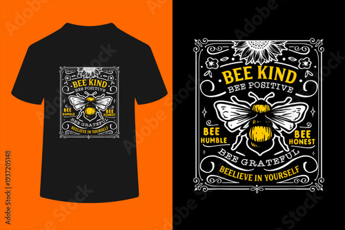Bumblebee Bee Kind Bee Humble Save The Bees Cottage Core T-Shirt

