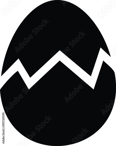 Black egg with white zigzag crack pattern 1