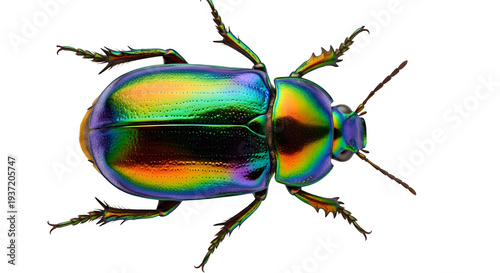 Iridescent beetle on isolated on transparent background