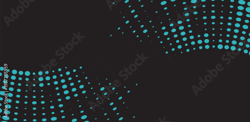 Cyan Halftone Dot Wave Abstract Technology Background On Dark