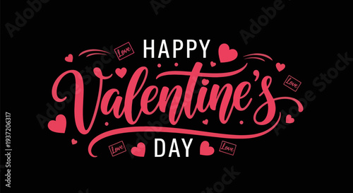 Valentines day greeting design on black