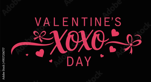 Valentines day greeting in pink on black