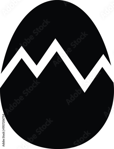 Black and white egg with zigzag pattern