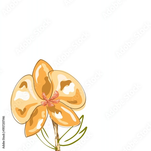 Beautiful orchid yellow petal with leafs illustration isolated